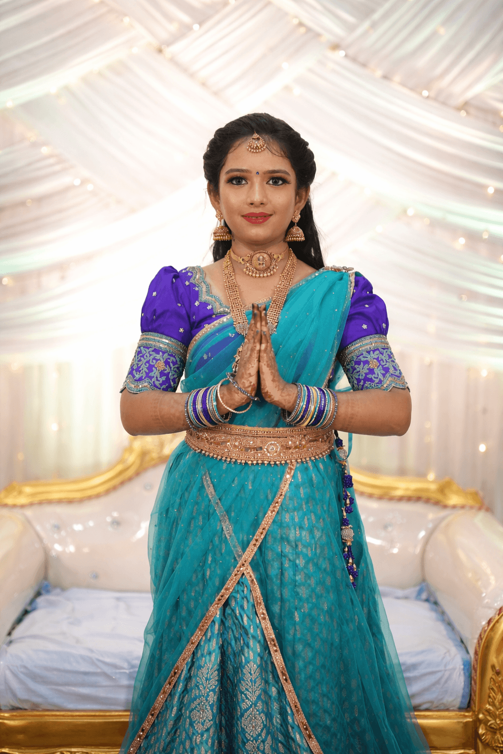South Indian bridal makeup Chennai saree look
